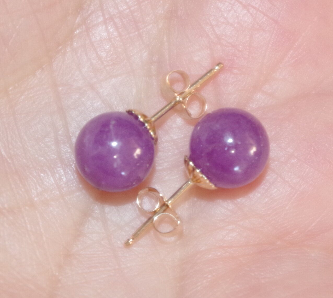 14K VINTAGE GENUINE 8MM BALL LAVENDER JADEITE JADE RO… Gem