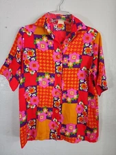 Vintage 60's Cole Of California Psychedelic Retro Button Up Top