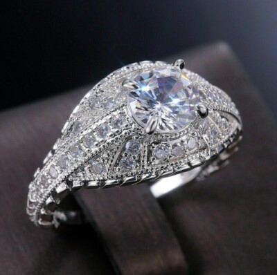 Women's Wedding Anniversary Ring 14K White Gold Over 2.3 Ct Simulated Diamond