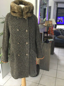 Manteau gilet  long ZARA  taille M col fourrure laine et 