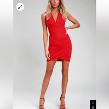 New Lulus Cocktail hour red wrap dress XS