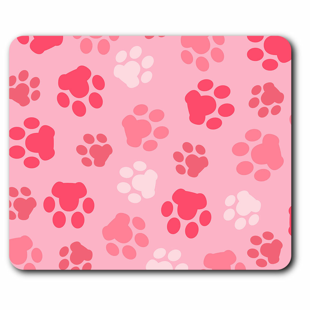 Computer Mouse Mat - Cute Dog Pink Paw Prints Animal Office Gift #13224 ...