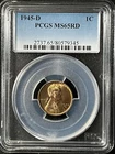1945-D  1C RD Lincoln Wheat One Cent  PCGS MS65RD    80579345
