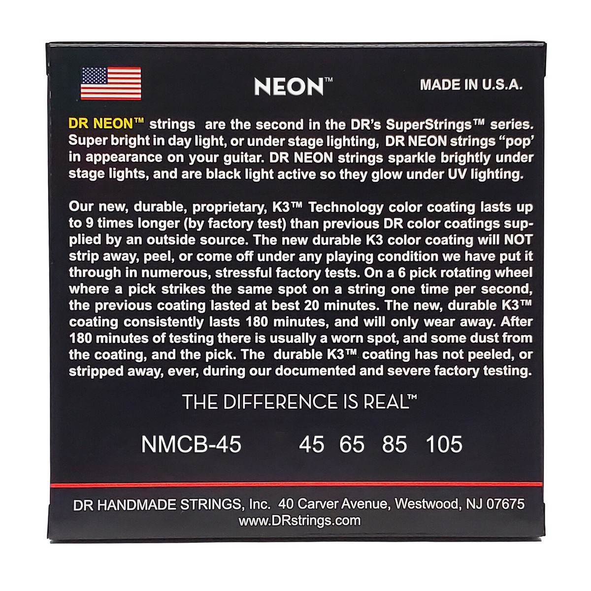 NEON BASS Guitar Strings MULTI-COLOR (D… DR Strings Hi-Def Neon Multi-Color Colored Bass Strings