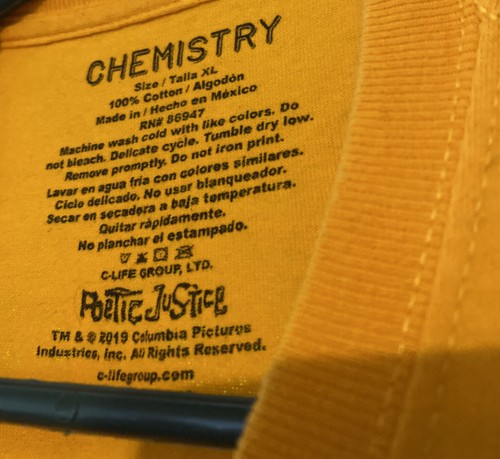 Chemistry Poetic Justice Long Sleeve T-Shirt Size XL Yellow Retro Tupac Graphic - Picture 5 of 7