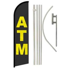 ATM Windless Full Curve Advertising Banner Flag  Pole Kit
