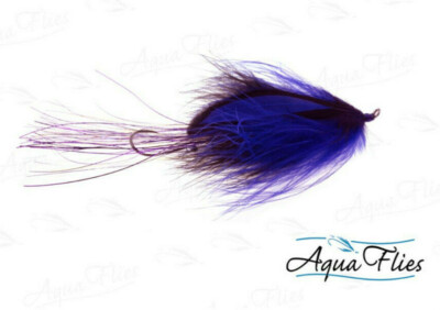 Aqua Flies USA FLASHTAIL STINGER PRAWN Aqua Flies BLACK / PURPLE Coho King Steel