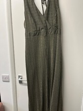 Stretchy black/gold evening dress sz18 with front split