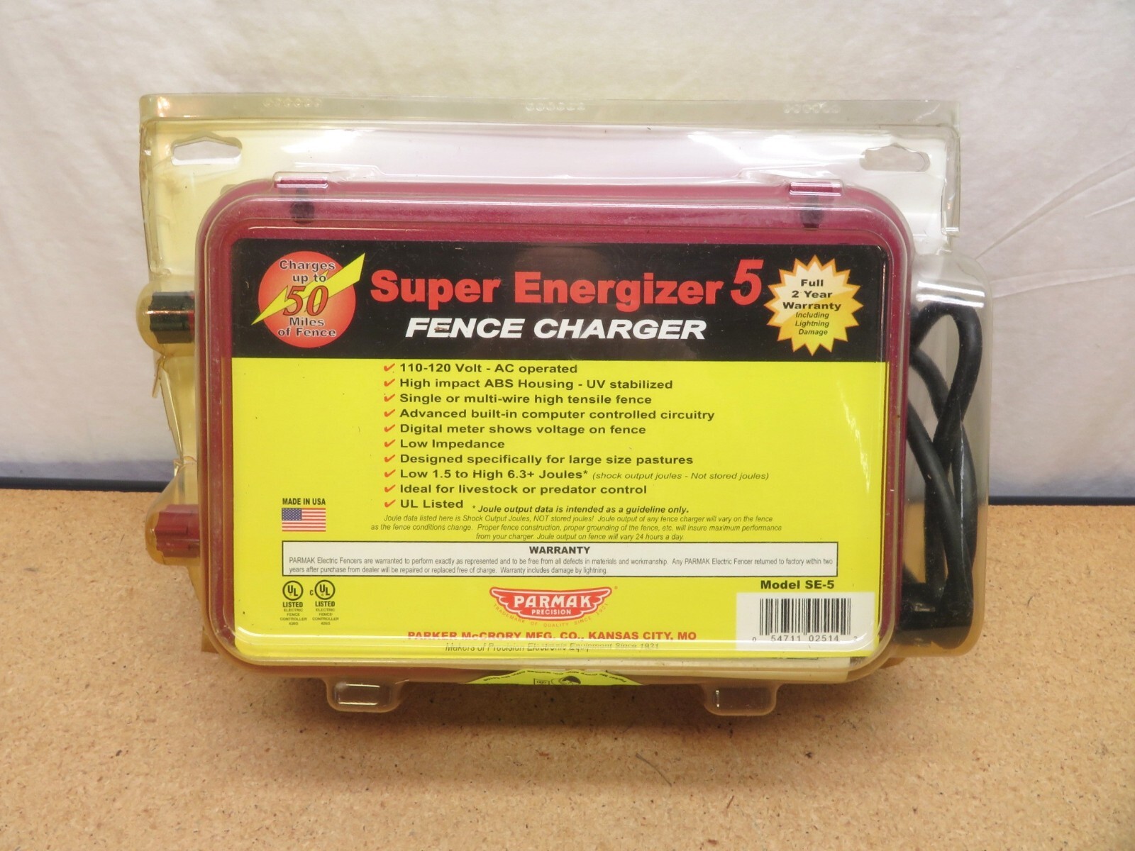 Super Energizer 5 Electric Fence Charger, Parmak 50 Mile Range Low