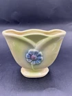 Vintage Shawnee Pottery 4" Mini Fan Vase With Blue Flower #1264 Napkin Holder