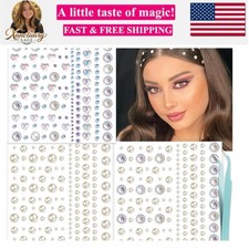 Face Gems Rhinestones Pearl Stickers, Self Adhesive Hair Gems Rave Accessorie...