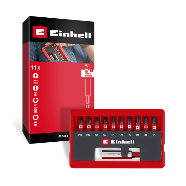 Original Einhell Impact-Bit-Set 11-Tlg. (25-Mm-Impact-Bits Ph/Pz/T/H, S2-Stahl,-image