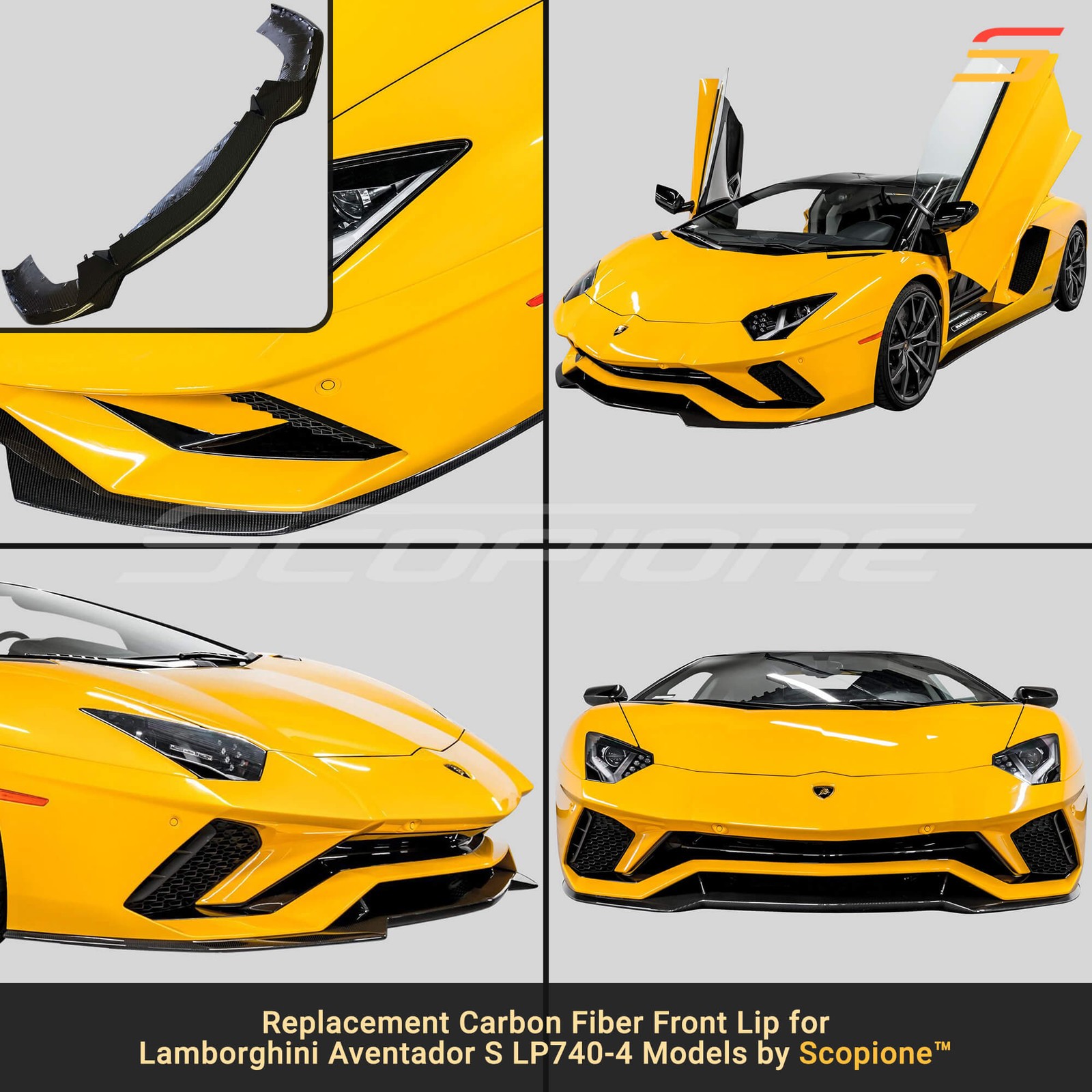 Scopione Carbon Fiber Front Lip Spoiler for Lamborghini 18-21 Aventador S LP740