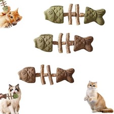 LAPUOTSP Creative Fish Bone cat Toy, Teeth Cleaning, Mint wood