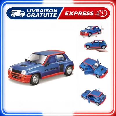 Bburago Renault 5 Turbo Miniature 1:24 Voiture Ouvrable Bleu Rouge - Photo 1/4