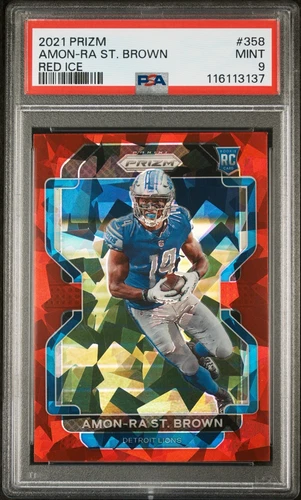 2021 Panini Prizm - Rookie Red Ice Prizm #358 Amon-Ra St. Brown (RC) PSA 9