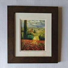 Poppies of Toscano Tuscan Italian Landscape Farmhouse Field Framed Print