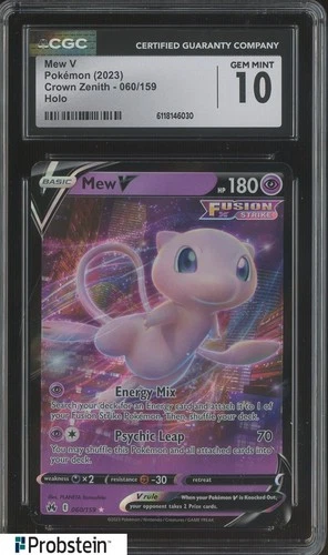 2023 Pokemon Crown Zenith 060/159 Mew V Holo CGC 10 GEM MINT