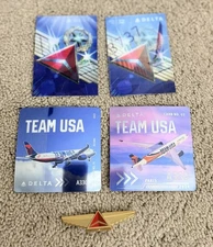 Delta Airline-Pilot Trading Cards  #74 and #63 And Hologram Cards #32 and #37