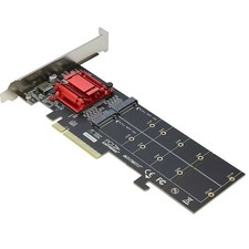 New PCIE X8 M.2 2 port SSD Adapter Expansion Card Dual M-key Converter Adapter