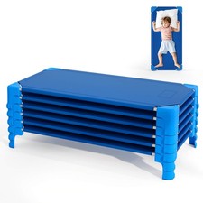 6 Pack Stackable Daycare Cots w/Easy Lift Corners Heavy-Duty Metal Frame Kids