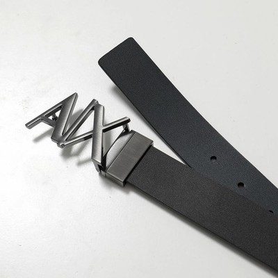 A/X ARMANI EXCHANGE Gürtel Herren Leder, A/X Schnalle, 3cm, BlackPhantom
