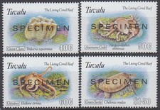 Specimen, Tuvalu Sc638-41 Marine Life, Giant Clam, Crab, Octopus, Green Turtle