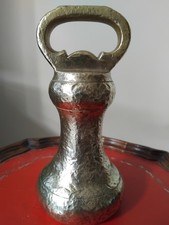 Victorian Brass Bell Weight 7 lb Rare hammered look Decor / Display