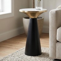 Beistelltisch Marmor Anstelltisch Metall Wohnzimmertisch Dekotisch Couchtisch