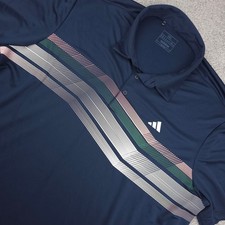 Adidas Golf Polo Shirt Striped Short Sleeve Athletic Training 2XL
