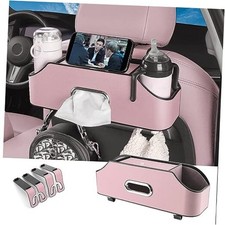 Car Back Seat Organizer with 2 Drink Cup Holder - Tissue Box and Storage Pink