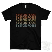 SYSTON FOSSE REPEATED RETRO STYLE T-SHIRT mens & womens uk place name gift