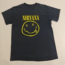 Vintage Nirvana 1992 Smiley Face Two Sided Fl...