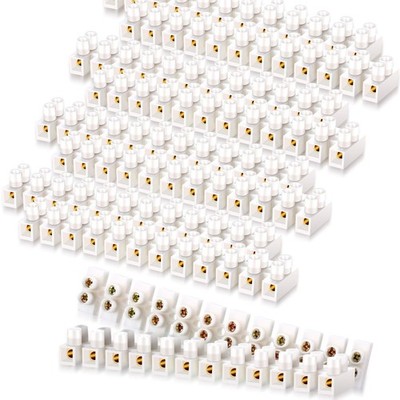 10 Pieces Terminal Strips Electrical Block Set 12-Position Dual Row White Scr...