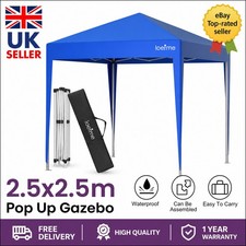 Blue 2.5x2.5M Heavy Duty Gazebo Marquee Pop UP Waterproof Garden Party Tent
