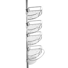 Zenna Home Rustproof Tension Pole Shower Caddy with 4 Baskets in Stainless Steel