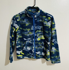Eddie Bauer Boys M 10/12 Blue/Green Camo Fleece Full-Zip Jacket