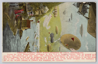 Cartolina dirigibili che passano West Point Louis Biedermann prima aviazione futurista