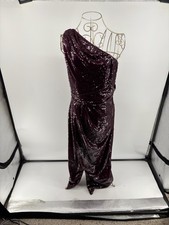 Kay Unger Alexia One Shoulder Sequin Midi Dress Womens Size 4 Evening