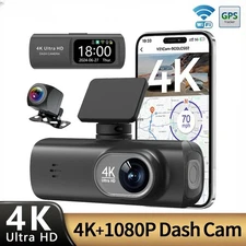 UHD 4K Dash Cam Dual Lens Driving Recorder Car DVR 1080P Rear Lens Built-In WiFi