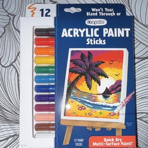Crayola Acrylic Paint Sticks Acrylic Paint Set, 12 Colors, Multicolor