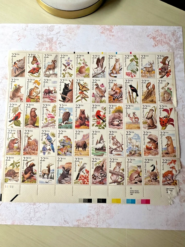 Vintage unused 1987 22c Wildlife Postage Stamps, Scott #2286-2335 - Image 3 of 4