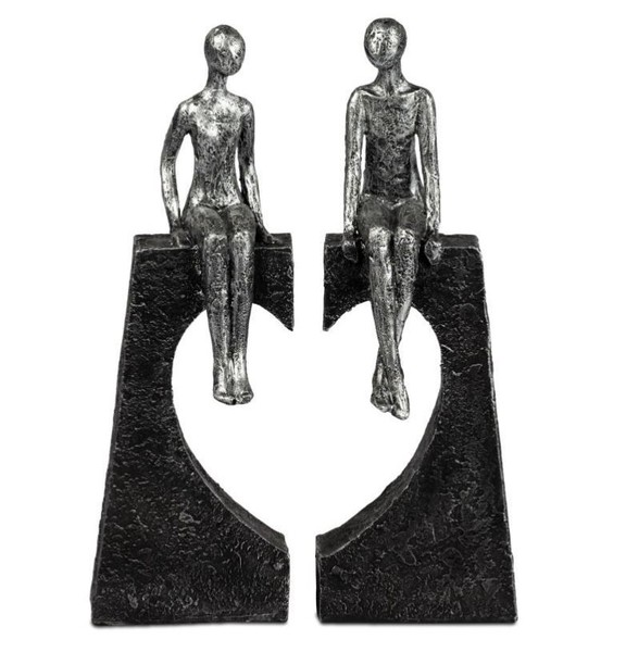 725769 Deko-Objekt Herz Mit Paar 2Tlg. Schwarz-Silber Matt 26Cm Aus Kunststein-image