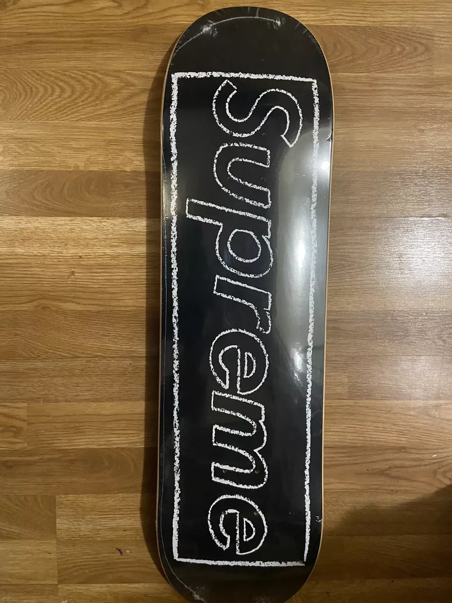 Supreme x Kaws Chalk Logo Skateboard Deck Black Brand New Authentic