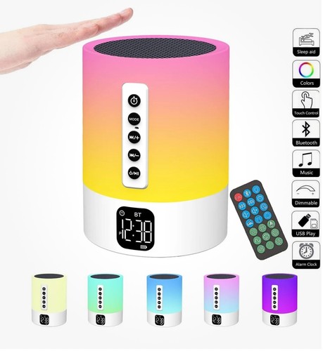 White Noise Bluetooth Speaker, Alarm Clock Bluetooth Speaker,Bedside Night Light - Picture 7 of 7