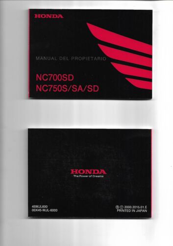 Manual del propietario HONDA NC700SD NC750S/SA/SD 2015  ENVIO GRATIS EN EL MUNDO - Imagen 1 de 1