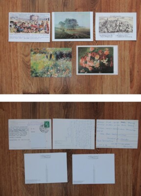 5 Gemälde-Karten:  Renoir, Meissner, Friedrich, Zille / Art - Postcard - Mix 