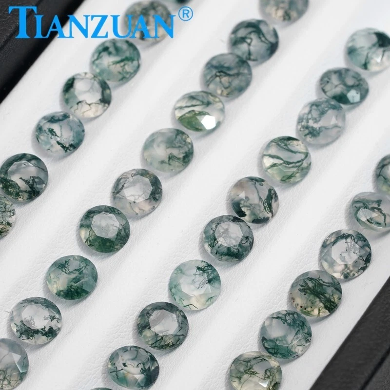 Natural Green Moss Agate Faceted Loose Gemstones | Jewelry Making Stone - Image 2 of 4