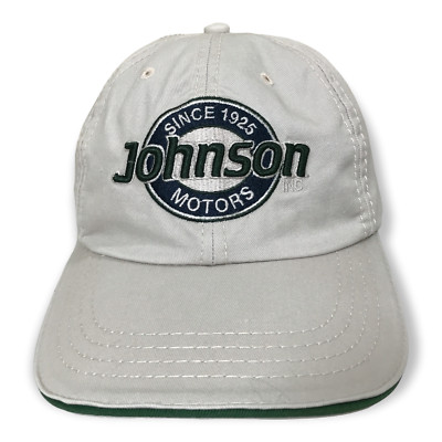 Johson Motors Fishing Cap Hat Beige Adjustable Hook and Loop Strap