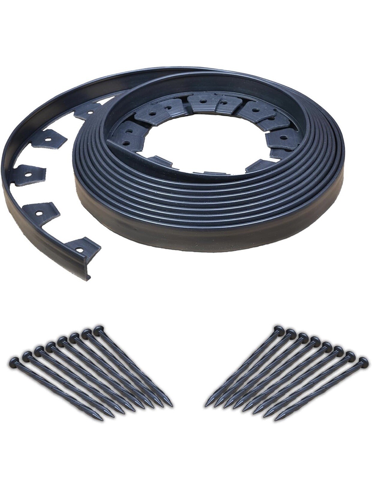 EasyFlex No-Dig Landscape Edging with Anchoring Spikes, 40 Foot Kit, Black